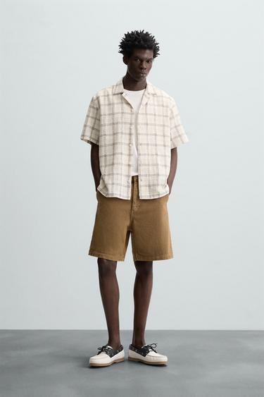 CAMISA ESTRUCTURA CUADROS - Crudo de Zara - Imagen 0