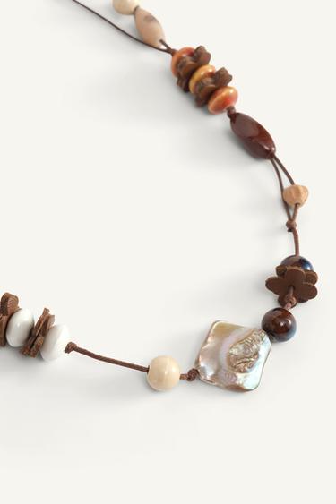 LIMITED EDITION BEADED CORD NECKLACE - Brown by Zara - Image 2