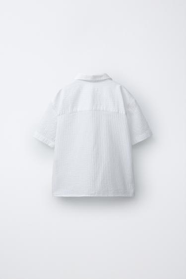CHEMISE DOBBY BRODÉE - Écru clair de Zara - Image 1