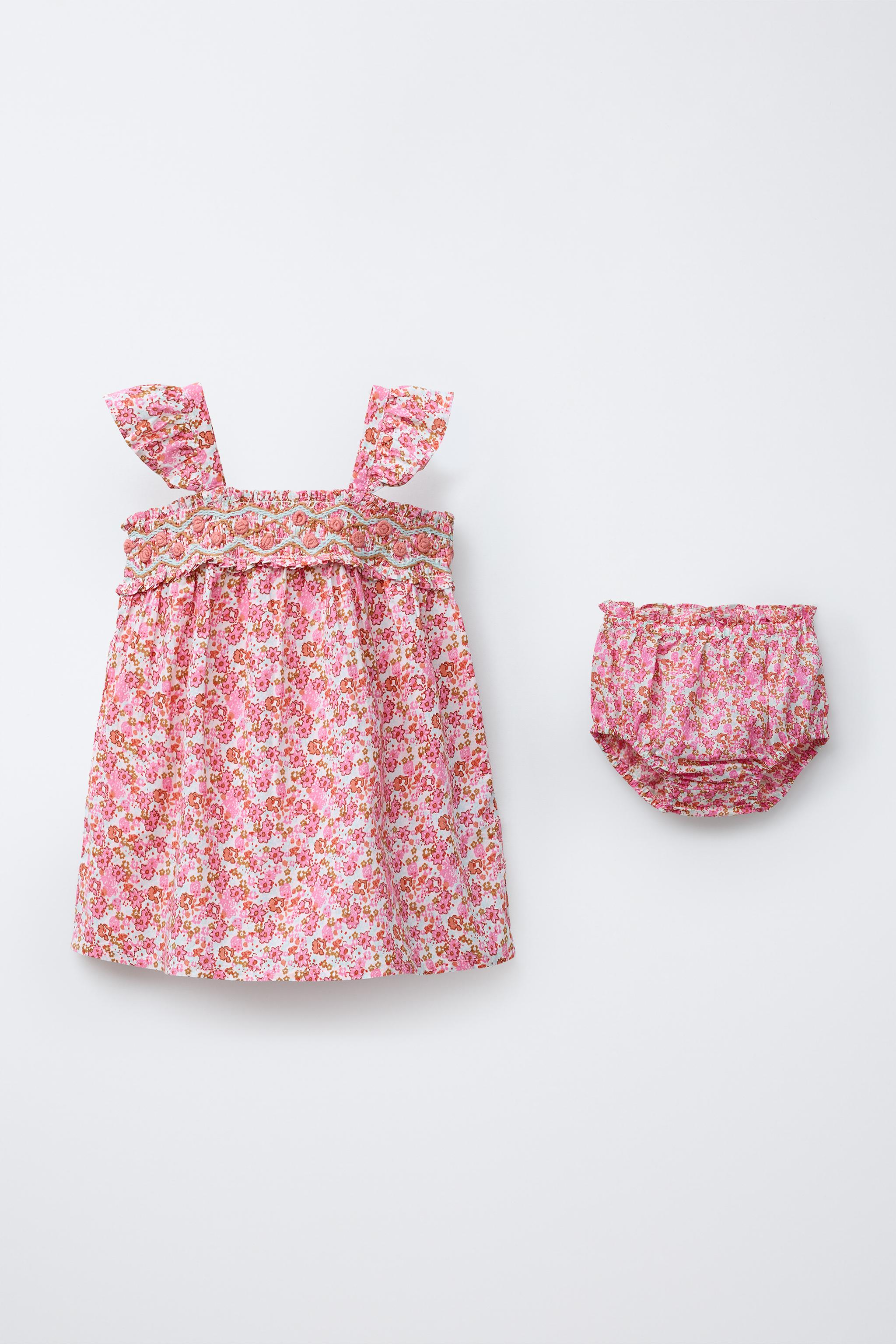新品☆ZARA ザラ フラワープリントワンピース S Barbie ピンク