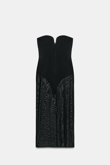 TULLE BODYCON DRESS - Black by Zara - Image 4