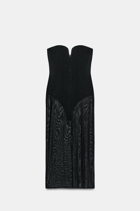 VESTIDO BODY TUL - Negro de Zara - Imagen 0