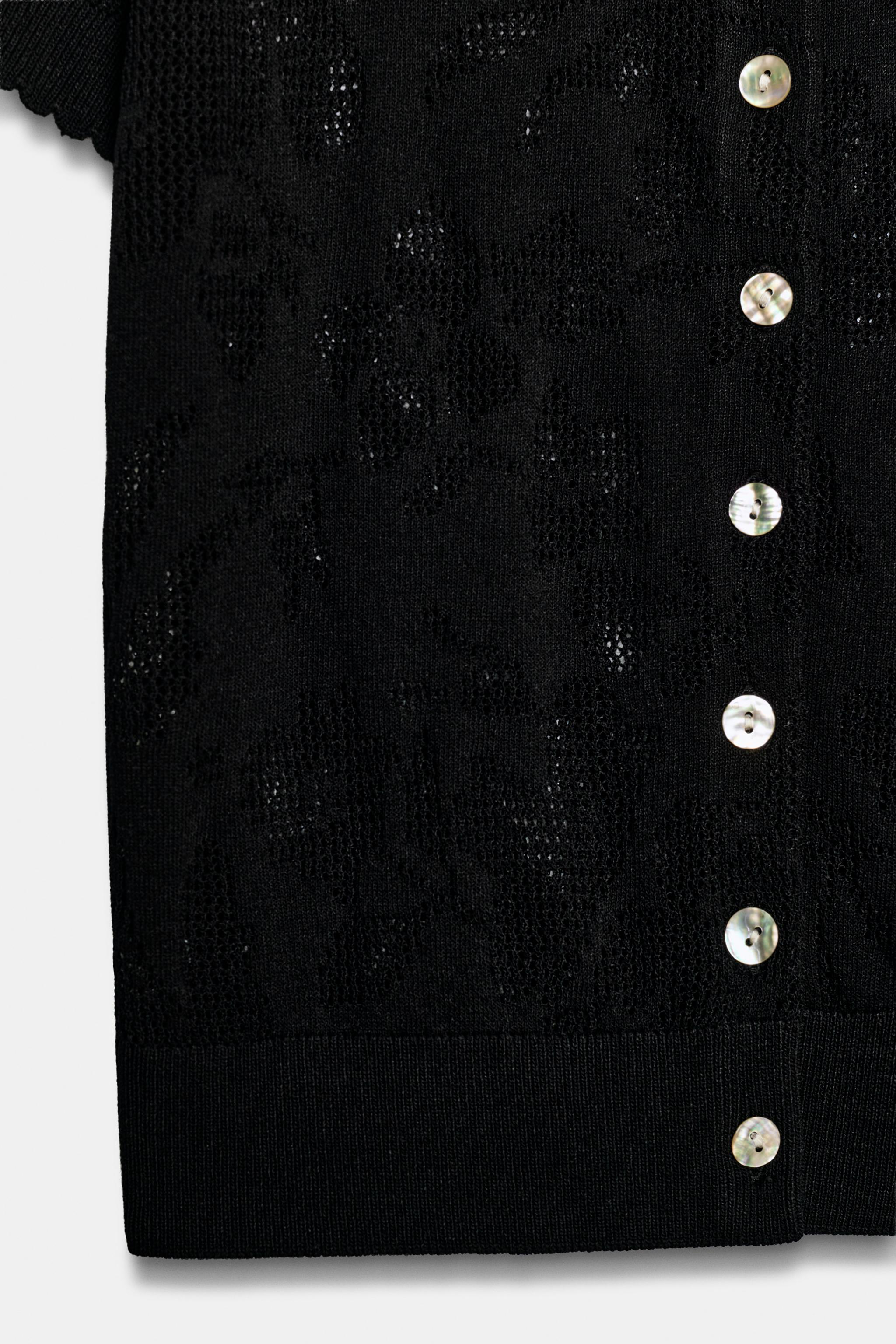 FLORAL SHORT-SLEEVE CARDINGAN - Black | ZARA United States
