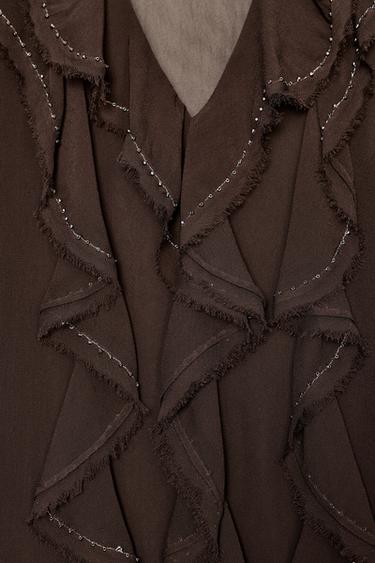 BLOUSE À VOLANTS ET FANTAISIE ZW COLLECTION - Marron de Zara - Image 8