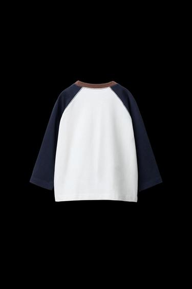 Zara RAGLAN SLEEVE T-SHIRT - Navy blue