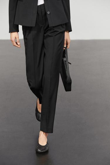 100% cool wool straight fit trousers — Black 1
