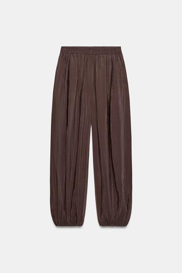 PANTALON BOUFFANT À TAILLE ÉLASTIQUE - Marron de Zara - Image 5