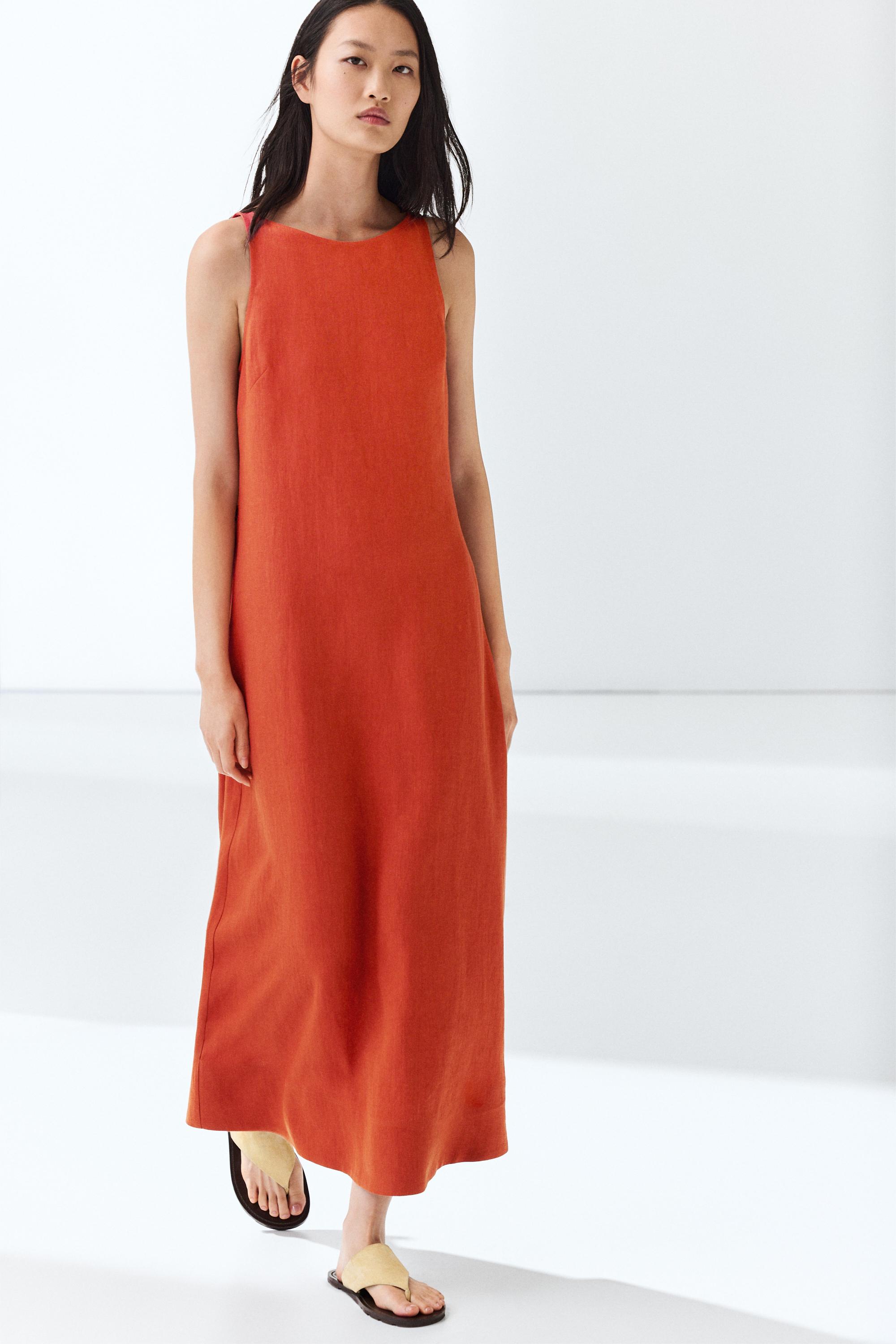 100% linen halter dress — Oranges