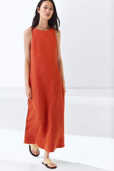 100% linen halter dress — Oranges 2