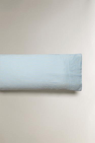 STRIPED FADED SATEEN PILLOWCASE (300 THREAD COUNT) - Blue by Zara - Image 4