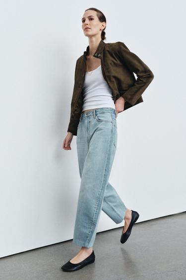 Zara ZW COLLECTION BARREL 高腰牛仔褲 - 淡藍色