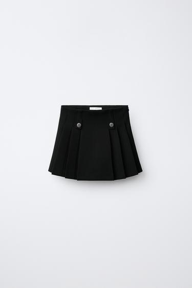 СПІДНИЦЯ З БАНТОВИМИ СКЛАДКАМИ ТА ҐУДЗИКАМИ - Чорний Zara