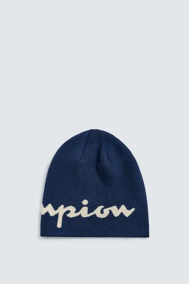 Zara CHAMPION ® X ZARA REVERSIBLE BEANIE HAT - Navy blue