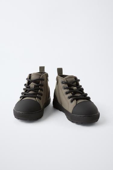 NYLON HIGH-TOP SNEAKERS - Khaki Green by Zara - Image 2