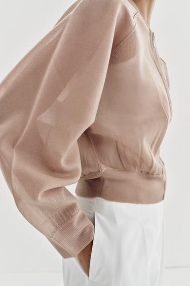 BOMBER EN MAILLE - Beige rosé de Zara - Image 3