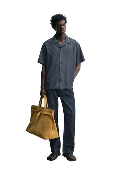 REGULAR FIT COTTON VOILE SHIRT - Blue grey by Zara