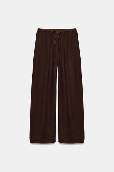 PANTALÓN CINTURA AJUSTABLE - Marrón oscuro de Zara