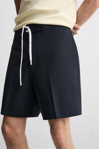 BERMUDA REGULAR FIT À LACET - Bleu marine de Zara - Image 4