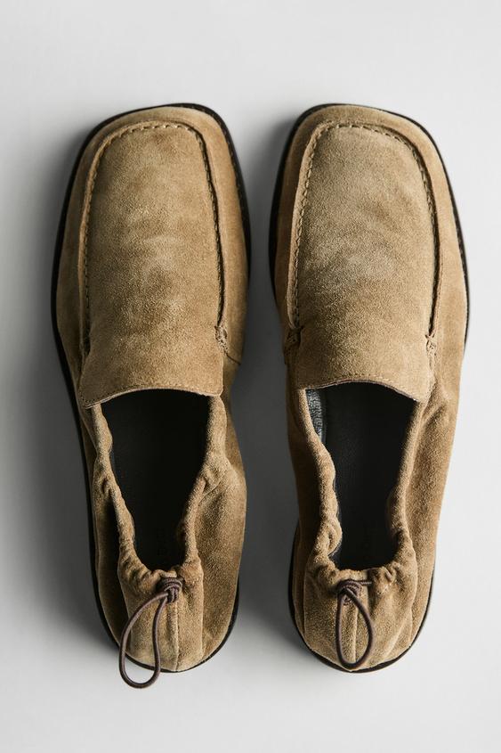 Soft leather loafers with gathered detail from Zara - $220