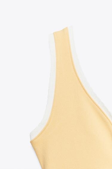LONG CONTRAST DRESS - Yellow by Zara - Image 7