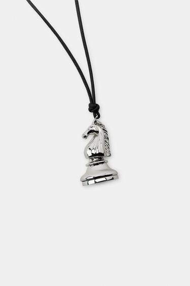 CHESS PIECE CORD NECKLACE - Silver by Zara - Image 3