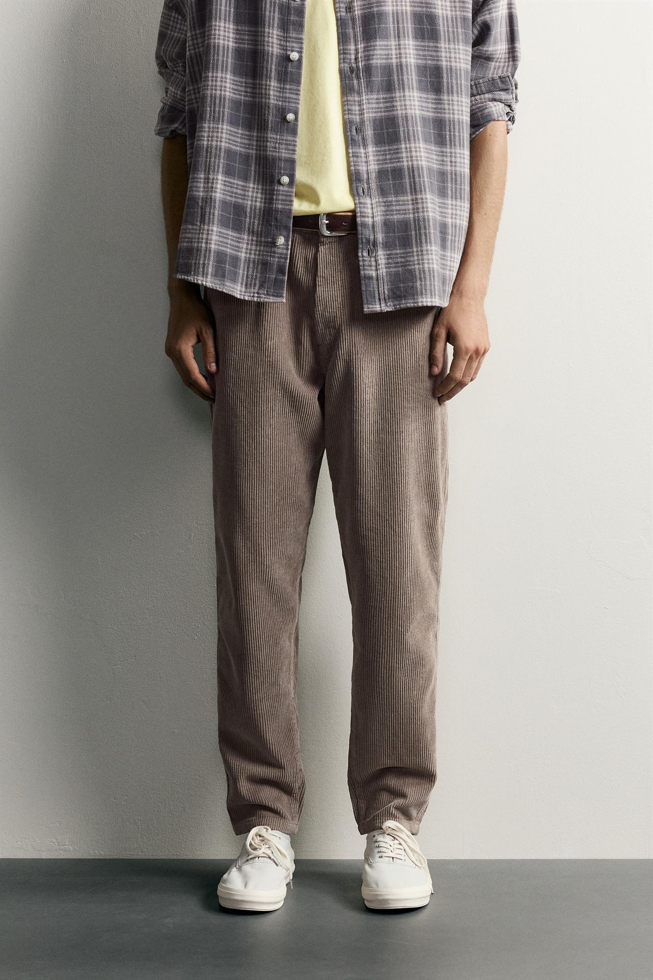 CARROT-FIT CORDUROY PANTS — Gray
