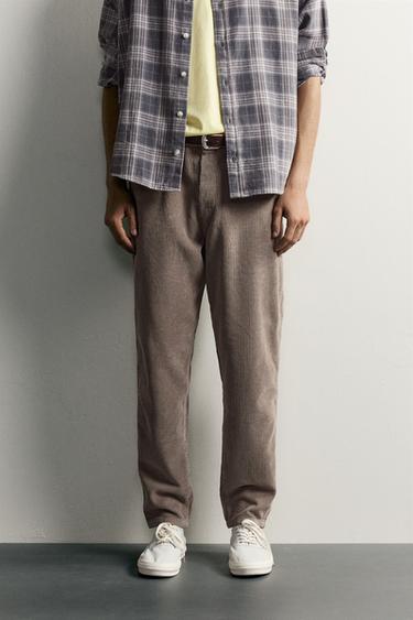 CARROT-FIT CORDUROY PANTS — Gray 2