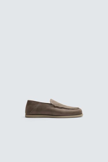 CASUAL LEATHER LOAFERS - Grey by Zara