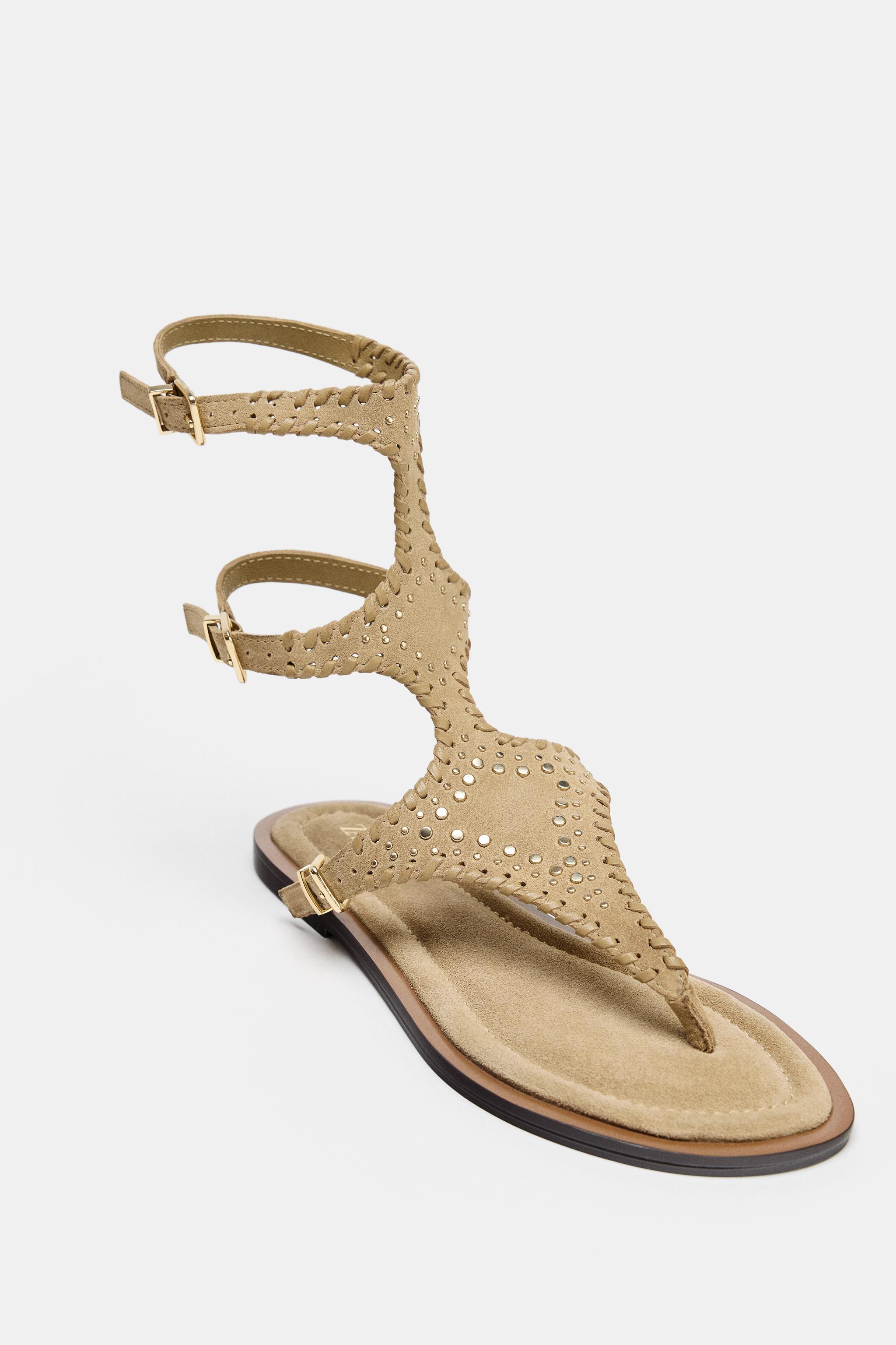 DOUBLE SUEDE STRAP SANDALS - Sandy Brown | ZARA United States