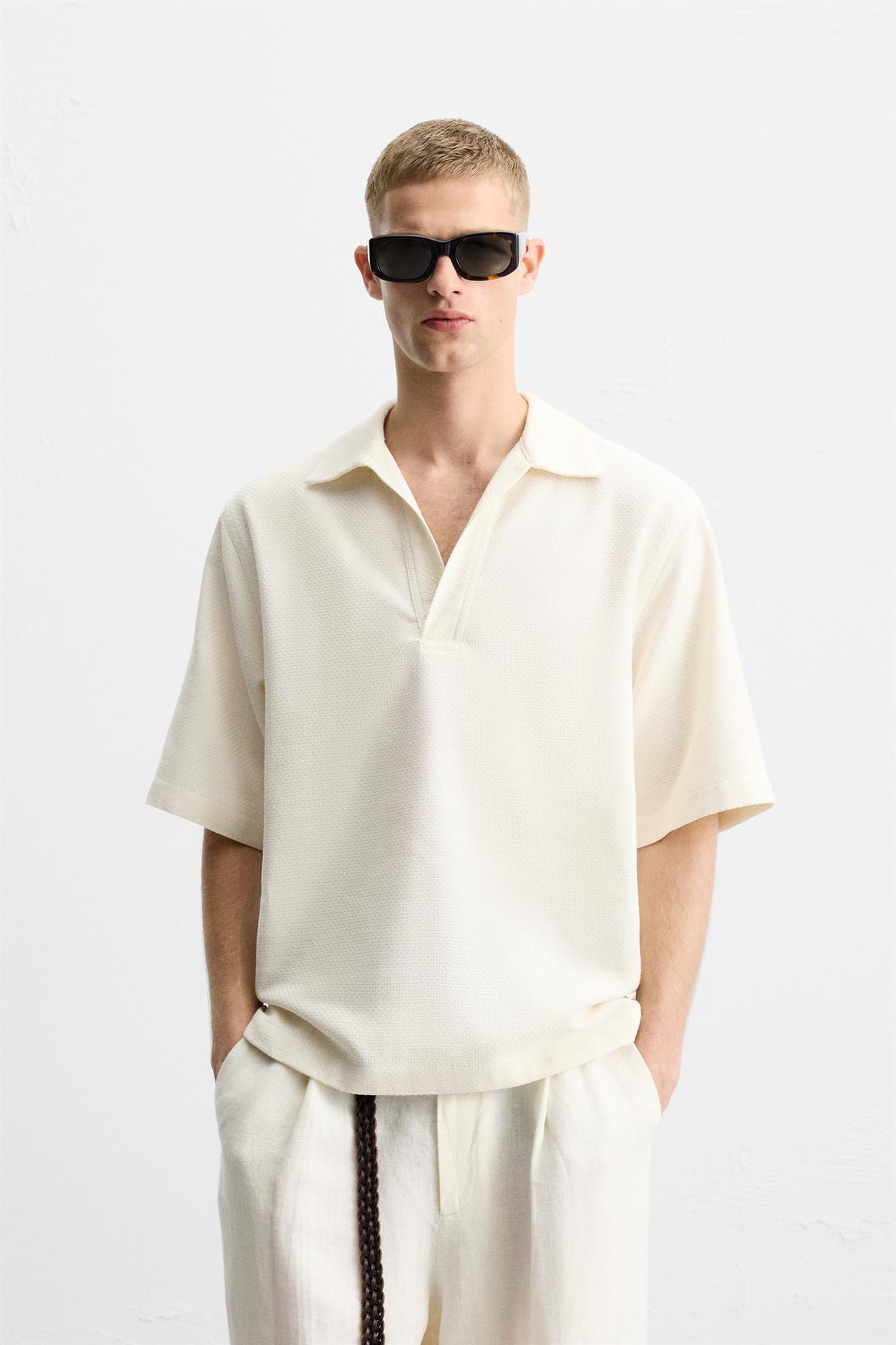 RELAXED FIT TEXTURED POLO SHIRT