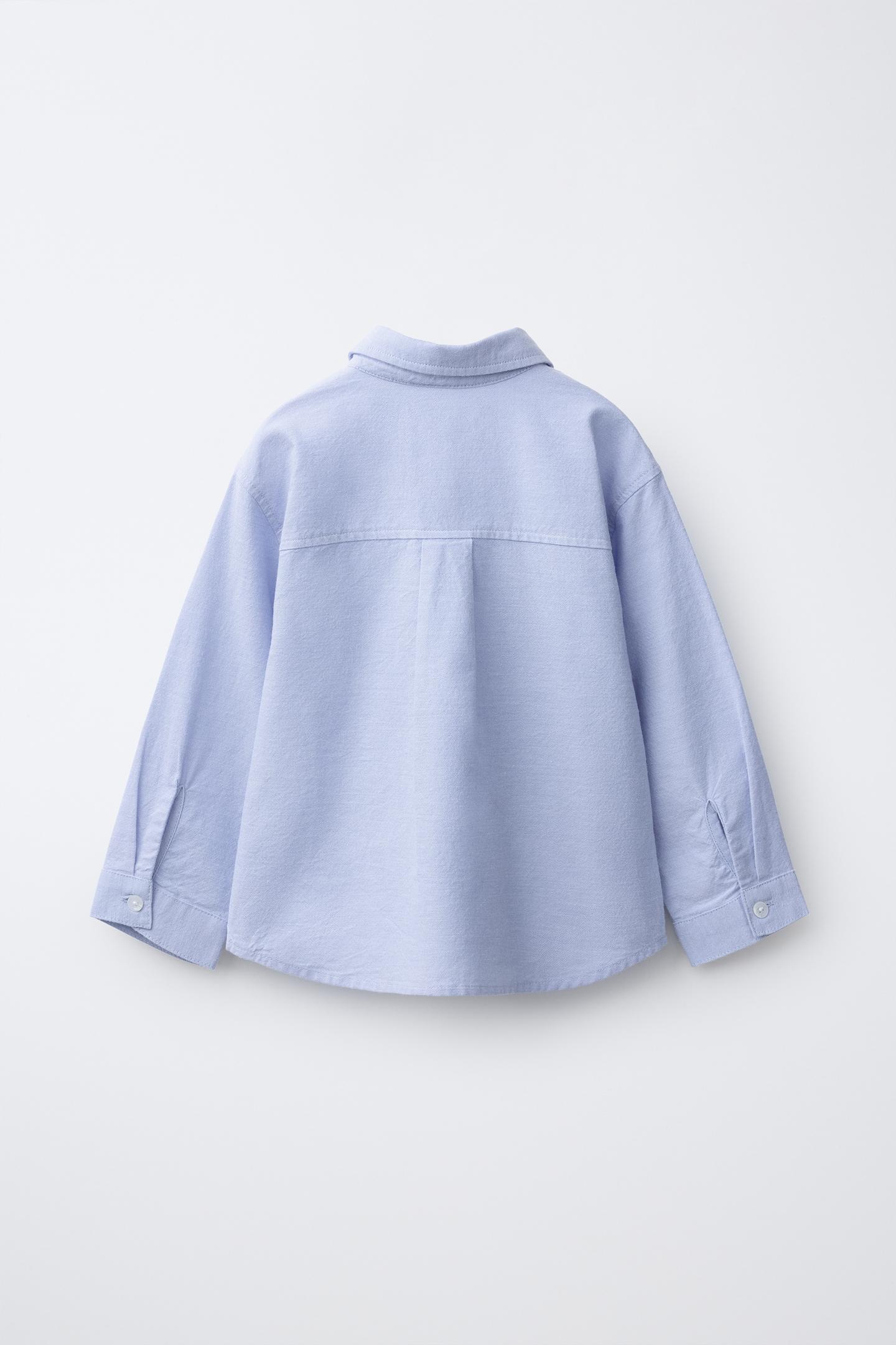 Детская рубашка Zara Oxford Pocket, цвет: Синий — фото 3