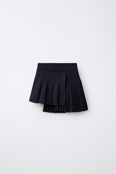 ASYMMETRIC PLEATED KNIT SKIRT - Navy blue by Zara - Image 0