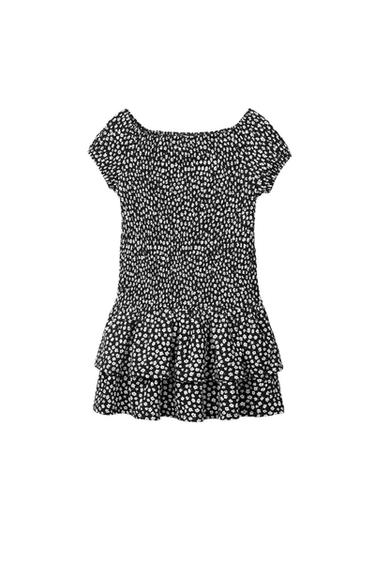 KLEID MIT STRUKTURMUSTER UND VOLANTS - Schwarz / Weiß von Zara - Bild 0