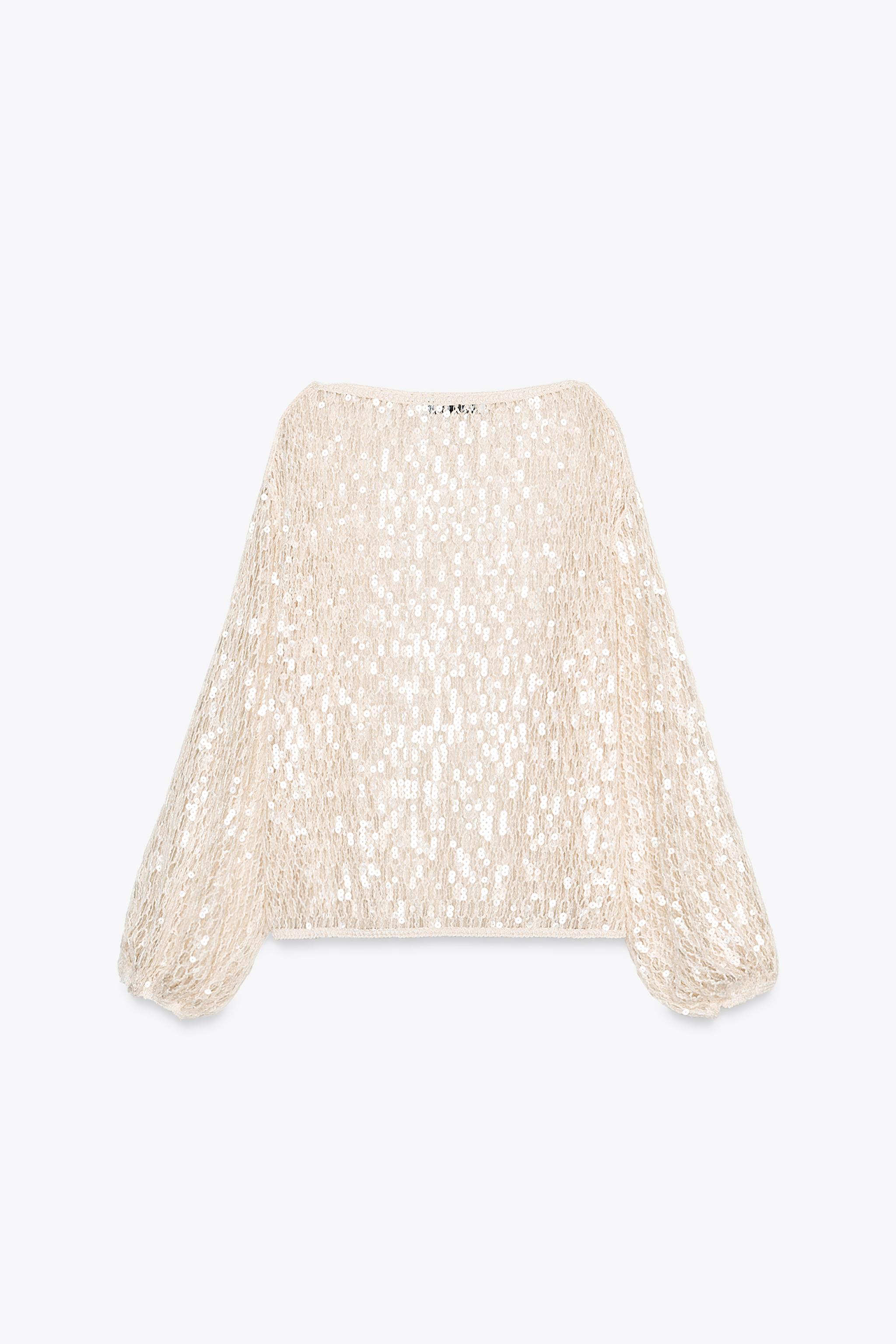新商品 スパンコールトップス ベージュ ZW COLLECTION スパンコールトップス - ベージュ | ZARA Japan