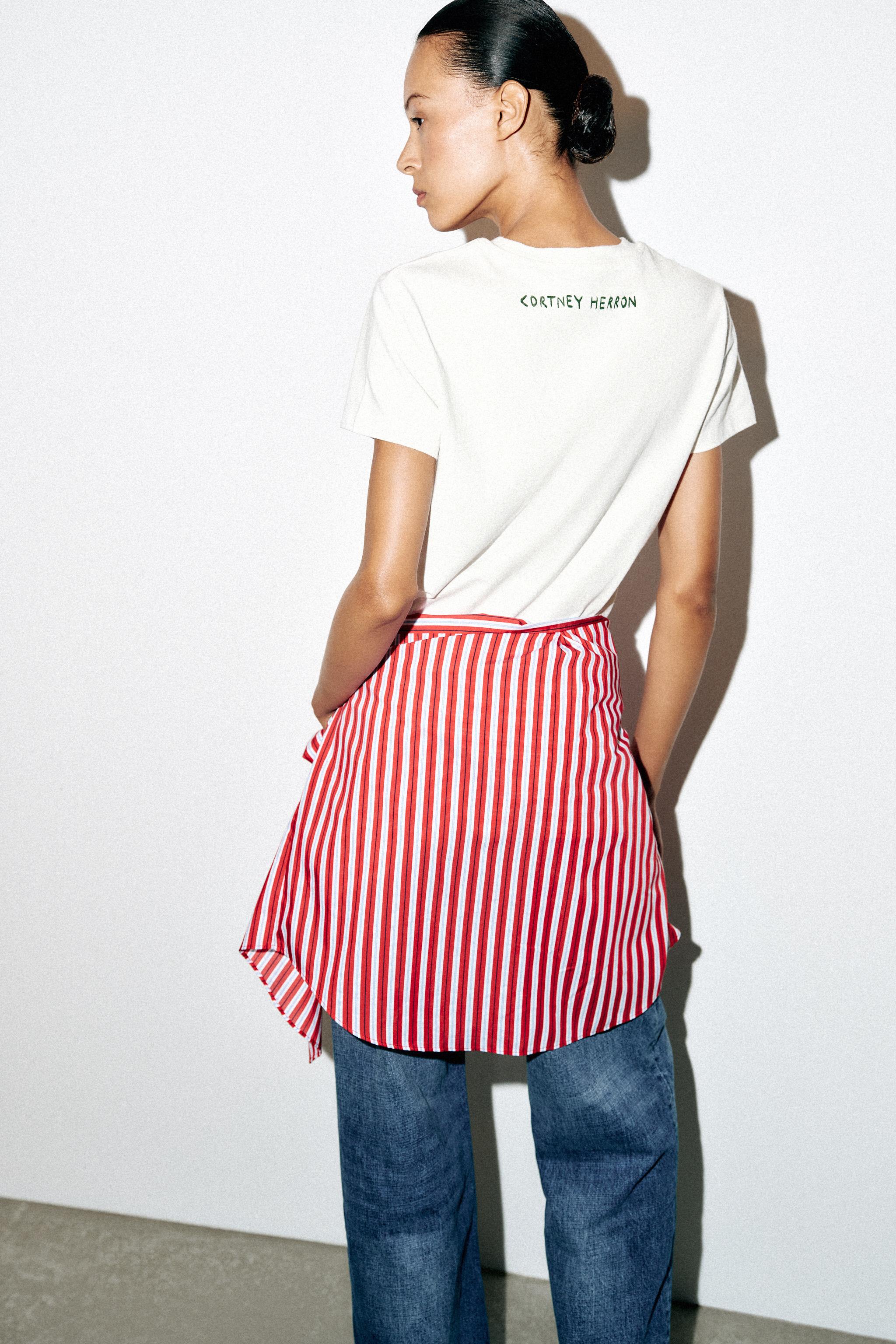 Женские футболки Zara CORTNEY SHORT SLEEVE T-SHIRT — фото 3