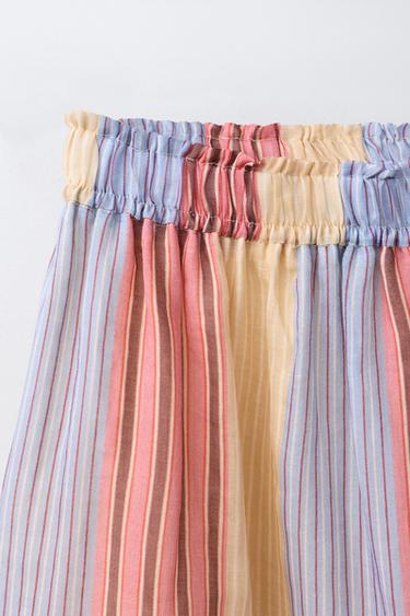 100% RAMIE STRIPED MIDI SKIRT - Multicoloured by Zara - Image 2