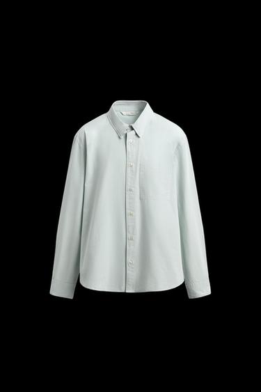 Zara RELAXED FIT POPLIN SHIRT - Sky blue