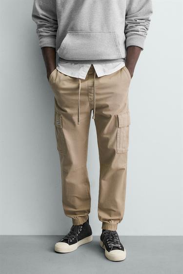 Zara SLIM FIT CARGO PANTS - Beige
