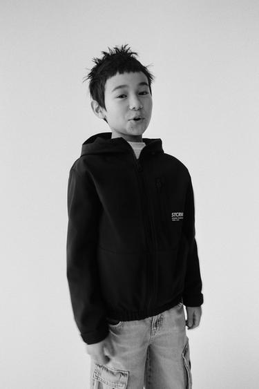 Zara WATER REPELLENT TECHNICAL JACKET WITH HOOD - Black