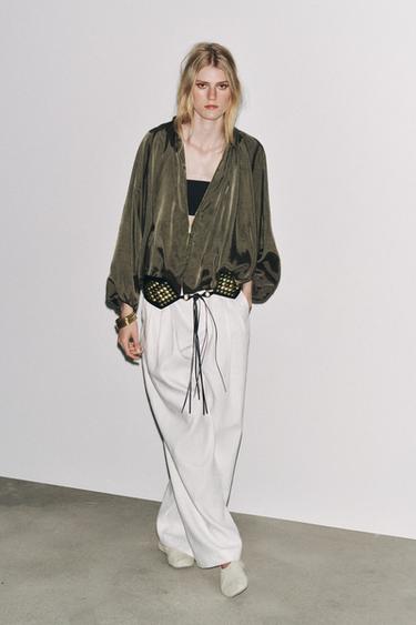 PUFFED BOMBER JACKET - ZW COLLECTION - Khaki marl by Zara