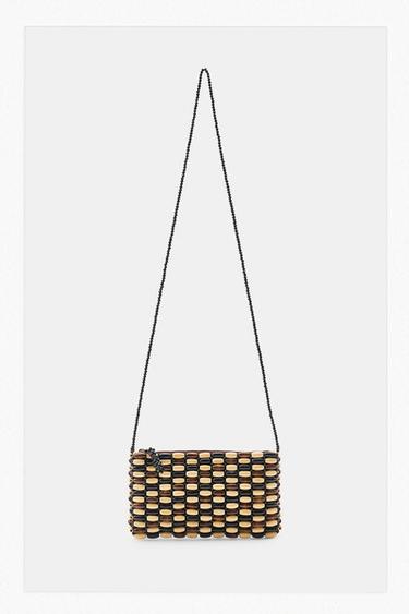 MINI BOLSO BANDOLERA BOLAS MADERA - Tostado de Zara