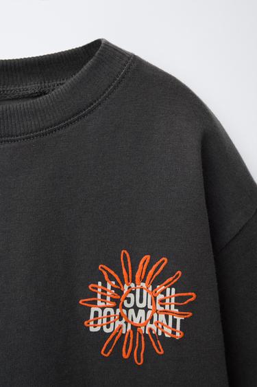 SUN SLOGAN PRINT T-SHIRT - Anthracite grey by Zara - Image 2