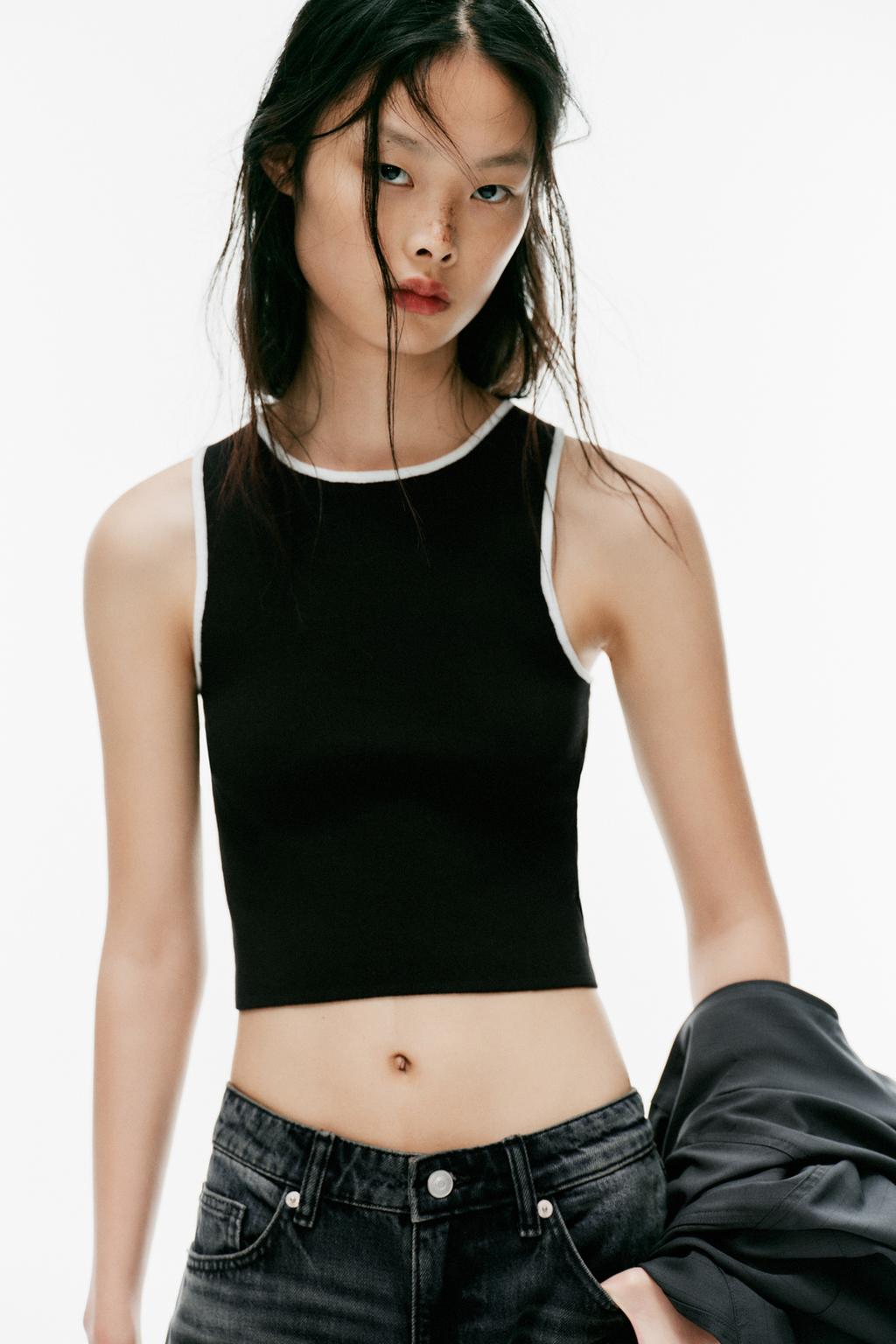 CONTRAST TRIM KNIT TOP