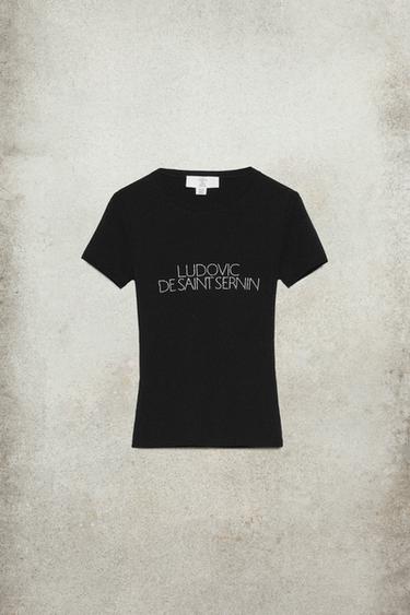 SHINY TEXT T-SHIRT LUDOVIC DE SAINT SERNIN x ZARA - Black by Zara