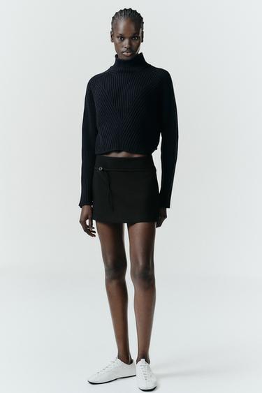 SKORT WITH BELT - Black by Zara