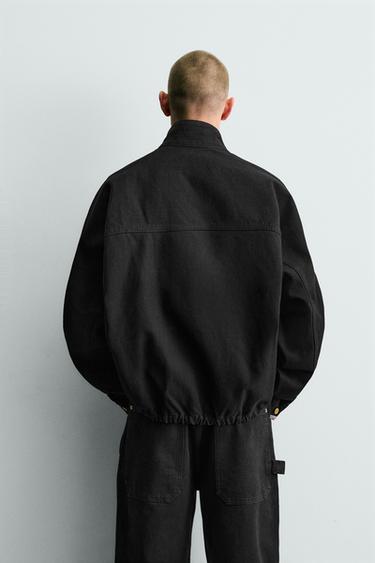 BLOUSON BOMBER COUPE CARRÉE EN COTON - Noir de Zara - Image 2