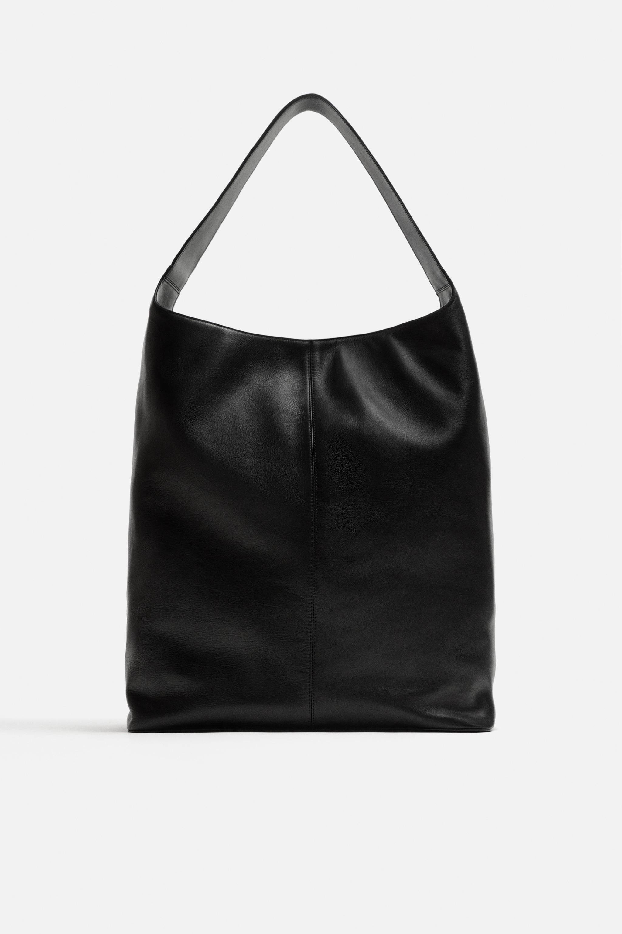 LEATHER TOTE BAG Black ZARA United States