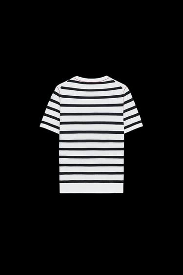 SHORT SLEEVE KNIT TOP WITH PIPED TRIMS - striped by Zara