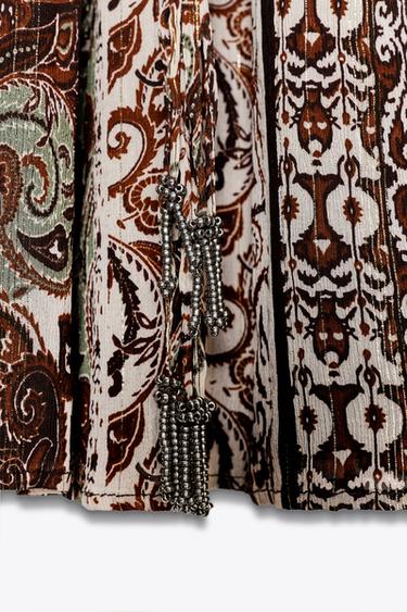 BEADED PRINTED METALLIC THREAD DRESS - Multicoloured by Zara - Image 8