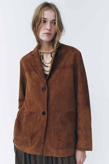 ZW COLLECTION LIMITED EDITION 100% SUEDE OVERSIZE BLAZER - camel by Zara